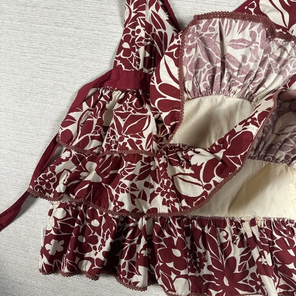 Simply EnVogue Floral Ruffle Apron Cottagecore Hostess Retro Kitchen 100% Cotton